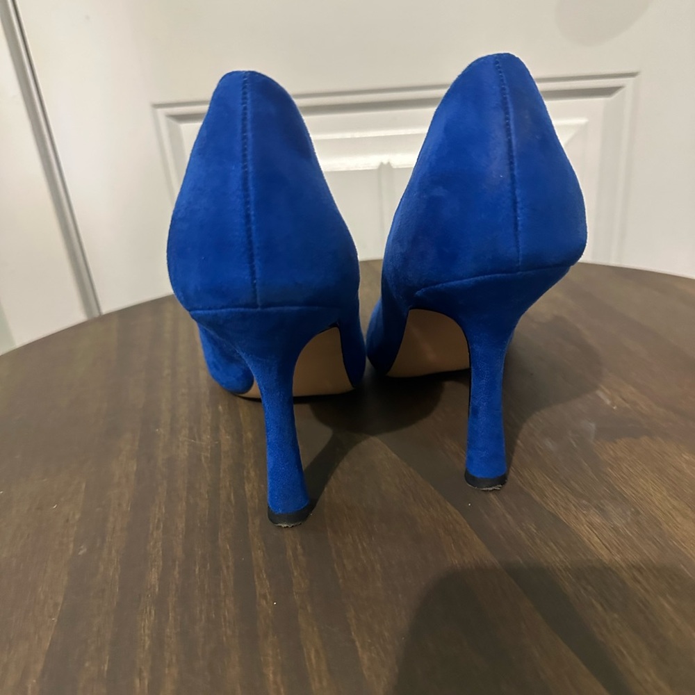 Cobalt Blue Pointed-Toe, Crystal Embellished Heels, Size 10 - Picture 4 of 10